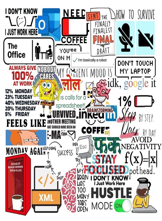 CodersParadise Corporate Office Stickers | Waterproof Vinyl Self-Adhesive Stickers for Laptop, Journal, Scrapbook, Diary, Guitar & Mobile Phone | Residue-Free, Durable 5.1x7.6x5.1 cm (Pack of 60) - Image 1